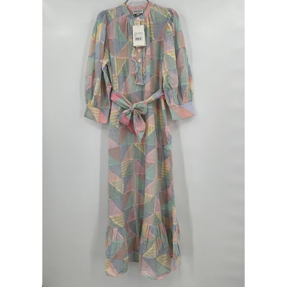 Antik Batik Caroline Long Dress size M 40 Maxi Shirt Dress Belted 100% Cotton - Picture 1 of 13
